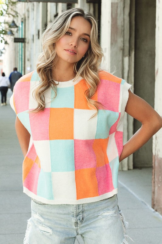 Hallie Checkered Sweater